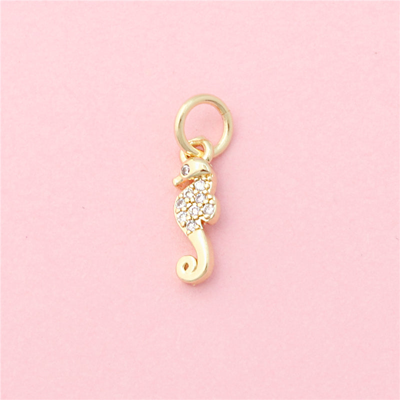 Brass Charms Pendants Accessories Seahorse Shape 4x14mm 10pcs