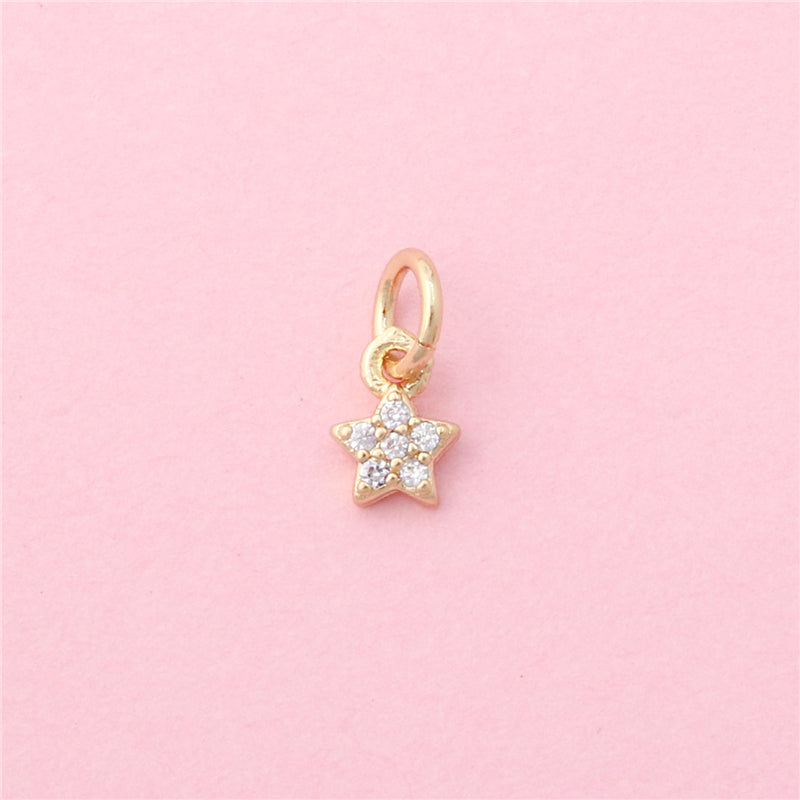 真鍮チャーム ペンダント アクセサリー 五芒星形 5x7mm 10個