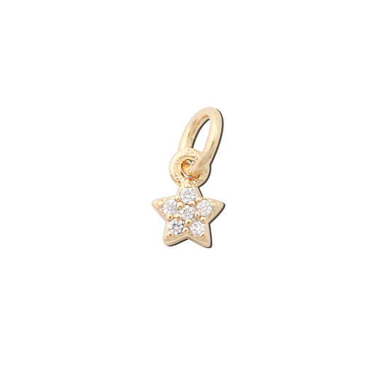 Acessórios de pingentes de amuletos de latão formato de estrela de cinco pontas 5x7mm 10 unidades