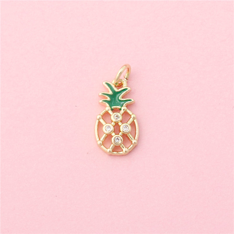 Pendenti Charms in Ottone Accessori Forma Ananas 7x21mm 10pz