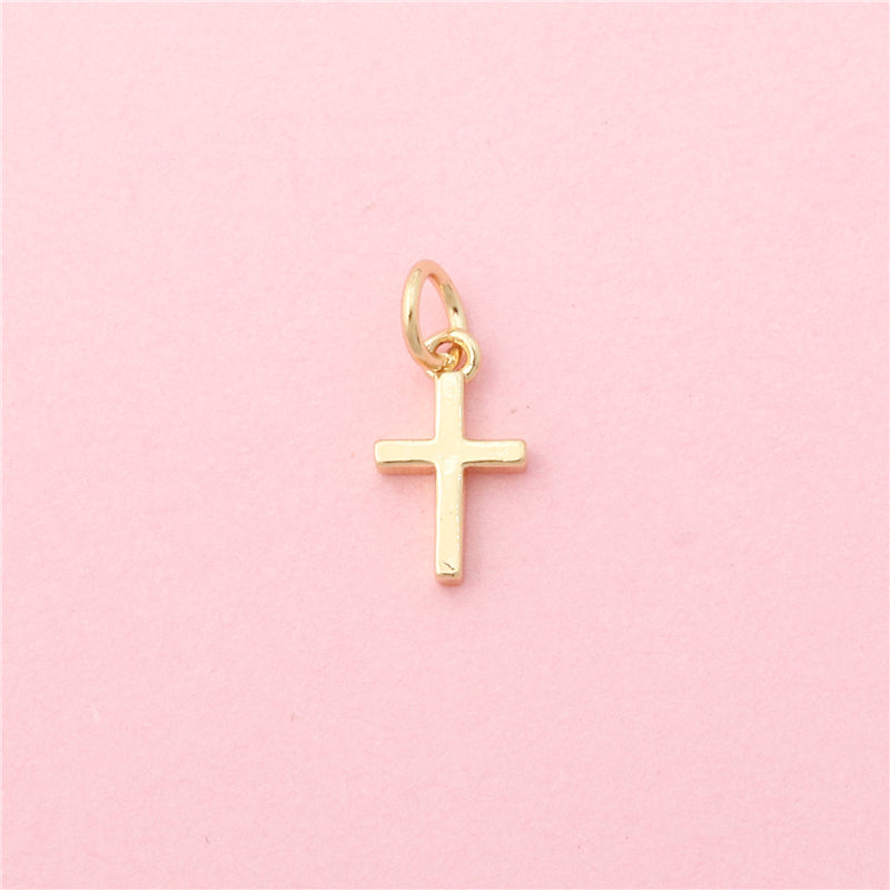 Brass Charms Pendants Accessories Cross Shape 10x12mm 10pcs