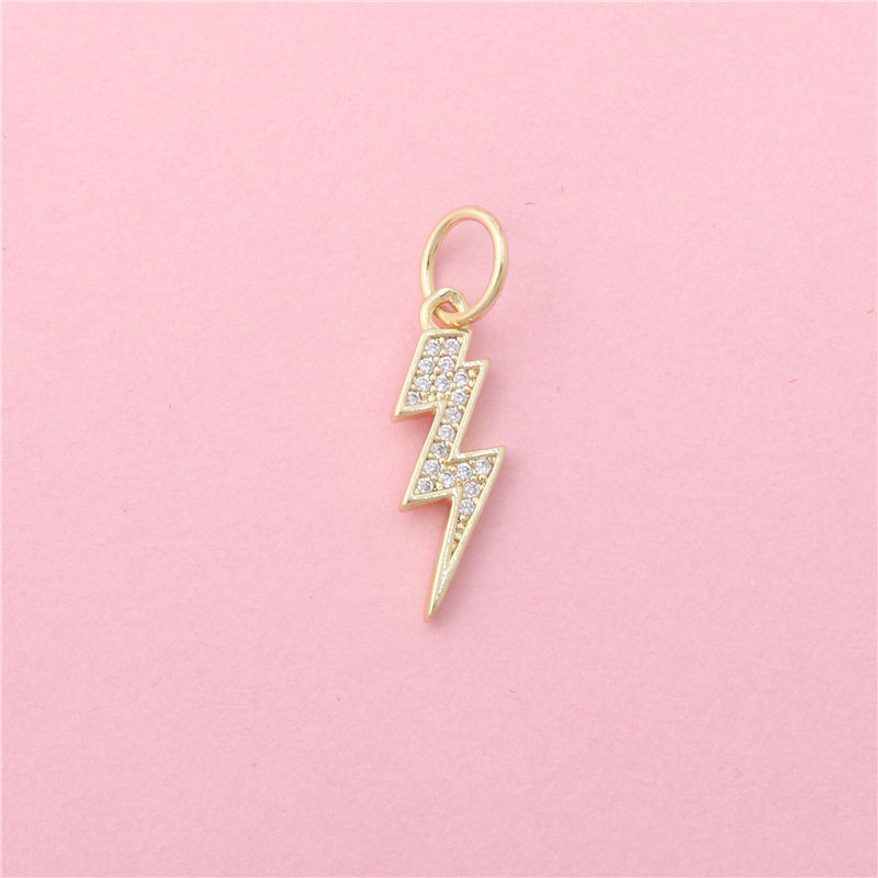 Brass Charms Pendants Accessories Lightning Shape 7x20mm 10pcs