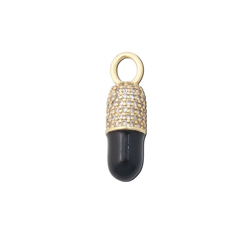 Breloques en laiton pendentifs accessoires couleur noire forme capsule 7x22mm 10 pièces