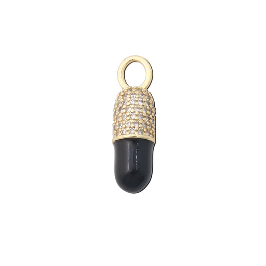 Pendenti Charms in Ottone Accessori Colore Nero Forma Capsula 7x22mm 10pz