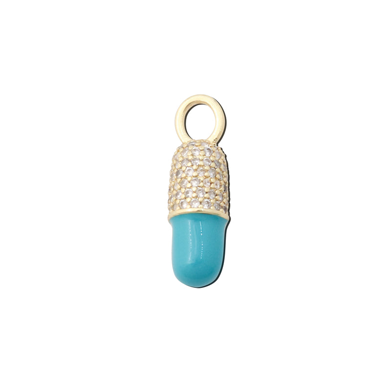 Pendenti Charms in Ottone Accessori Colore Blu Forma Capsula 7x22mm 10pz