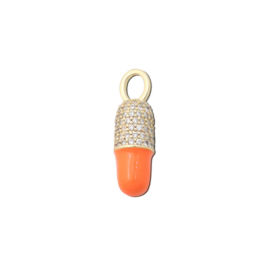 Brass Charms Pendants Accessories Orange Color Capsule Shape 7x22mm 10pcs