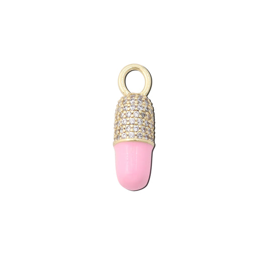 Pendenti Pendenti in Ottone Accessori Colore Rosa Forma Capsula 7x22mm 10pz