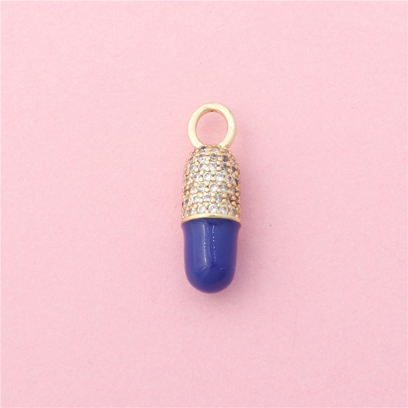 Breloques en laiton pendentifs accessoires couleur pourpre forme capsule 7x22mm 10 pièces