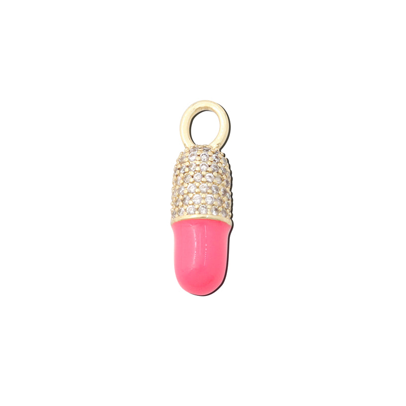 Breloques en laiton pendentifs accessoires couleur rouge à lèvres forme capsule 7x22mm 10 pièces