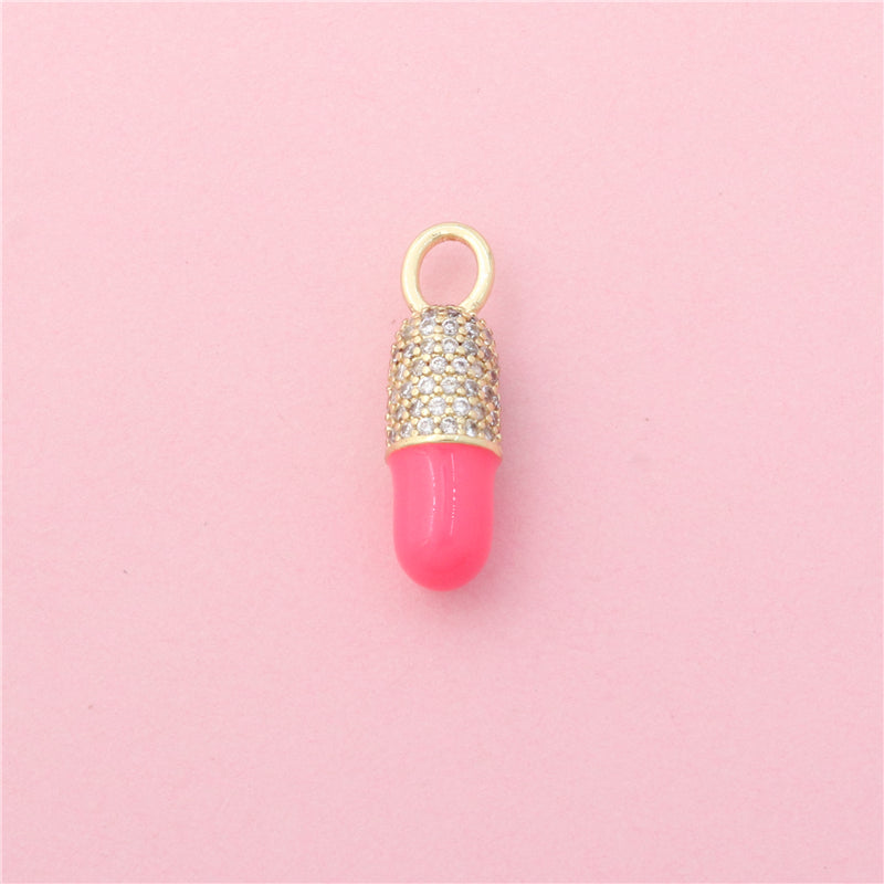 Pendenti in Ottone Accessori Pendenti Colore Rossetto Forma Capsula 7x22mm 10pz