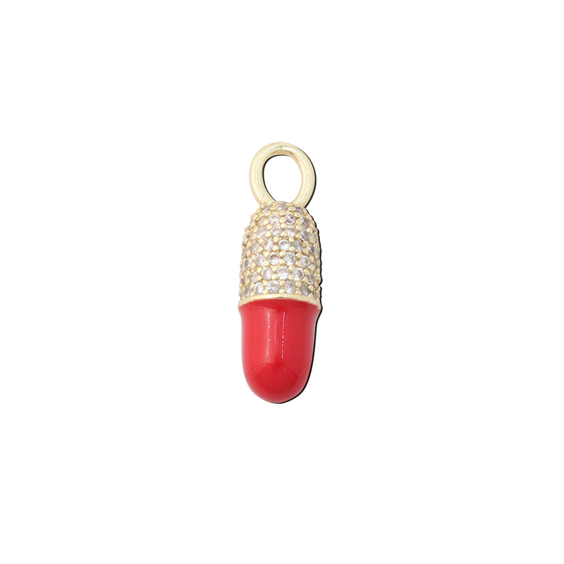 Brass Charms Pendants Accessories Red Color Capsule Shape 7x22mm 10pcs