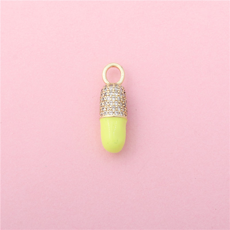 Brass Charms Pendants Accessories Yellow Color Capsule Shape 7x22mm 10pcs