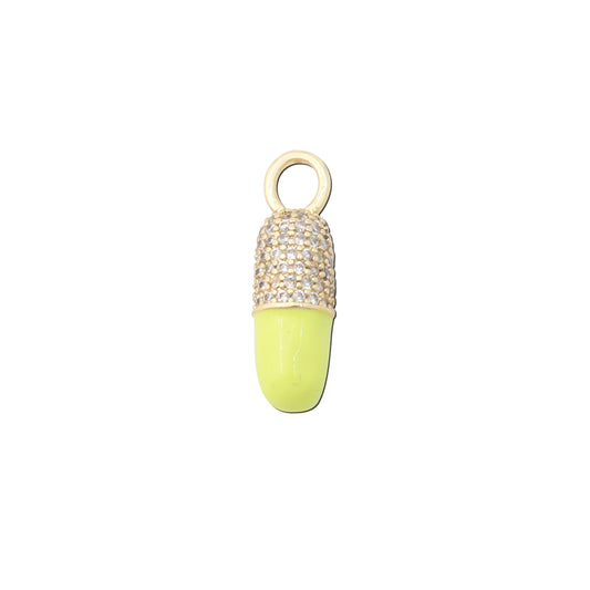 Pendenti Charms in Ottone Accessori Colore Giallo Forma Capsula 7x22mm 10pz