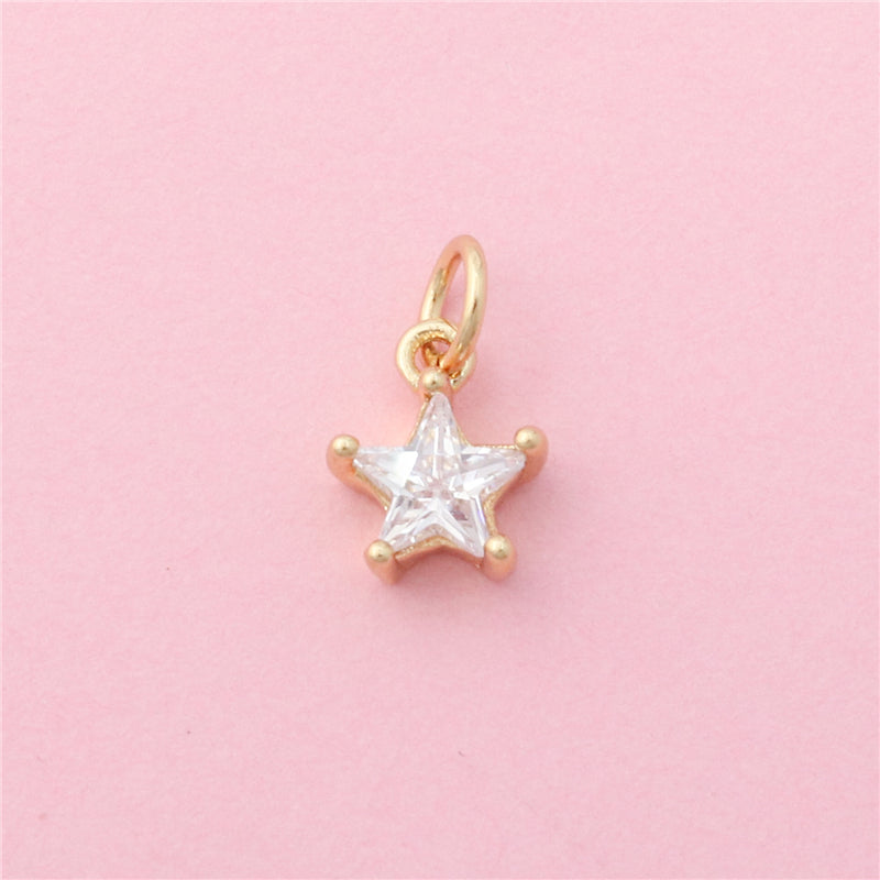 Acessórios de pingentes de amuletos de latão formato de estrela de cinco pontas 8x10mm 10pcs