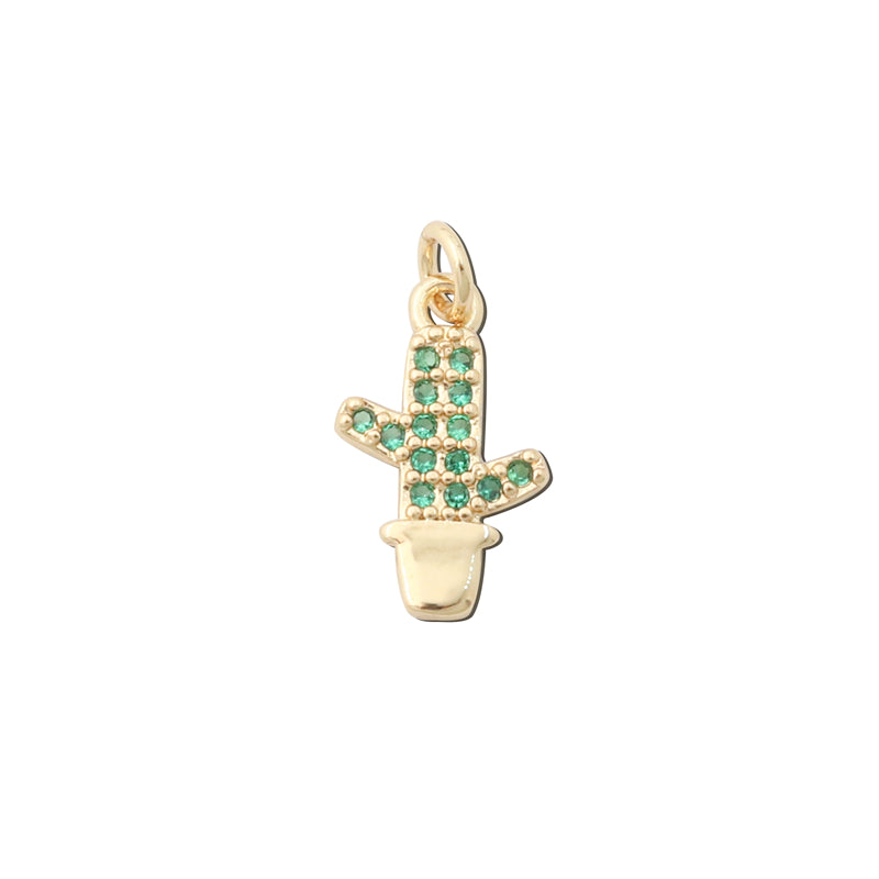 Accesorios para colgantes con dijes de latón Forma de cactus 8x14 mm 10 piezas