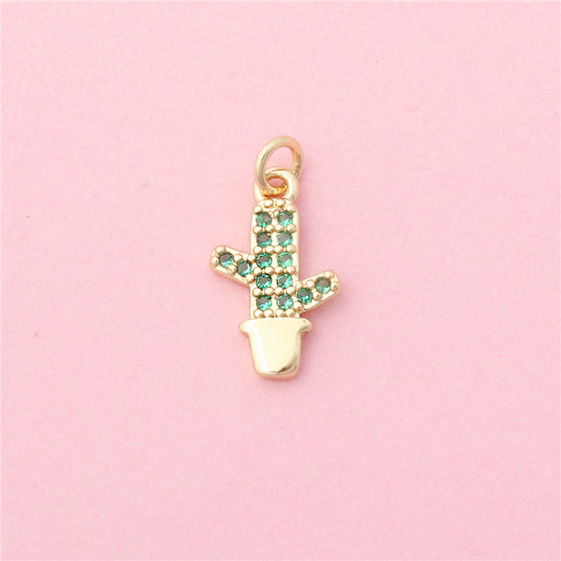 Pendenti in Ottone Accessori Pendenti Forma Cactus 8x14mm 10pz