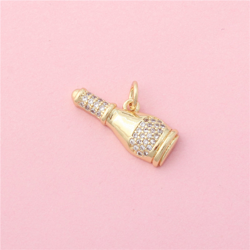 Brass Charms Pendants Accessories Bottle Shape 8x20mm 10pcs