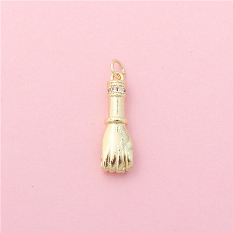 Brass Charms Pendants Accessories Hand Shape 8x25mm 10pcs