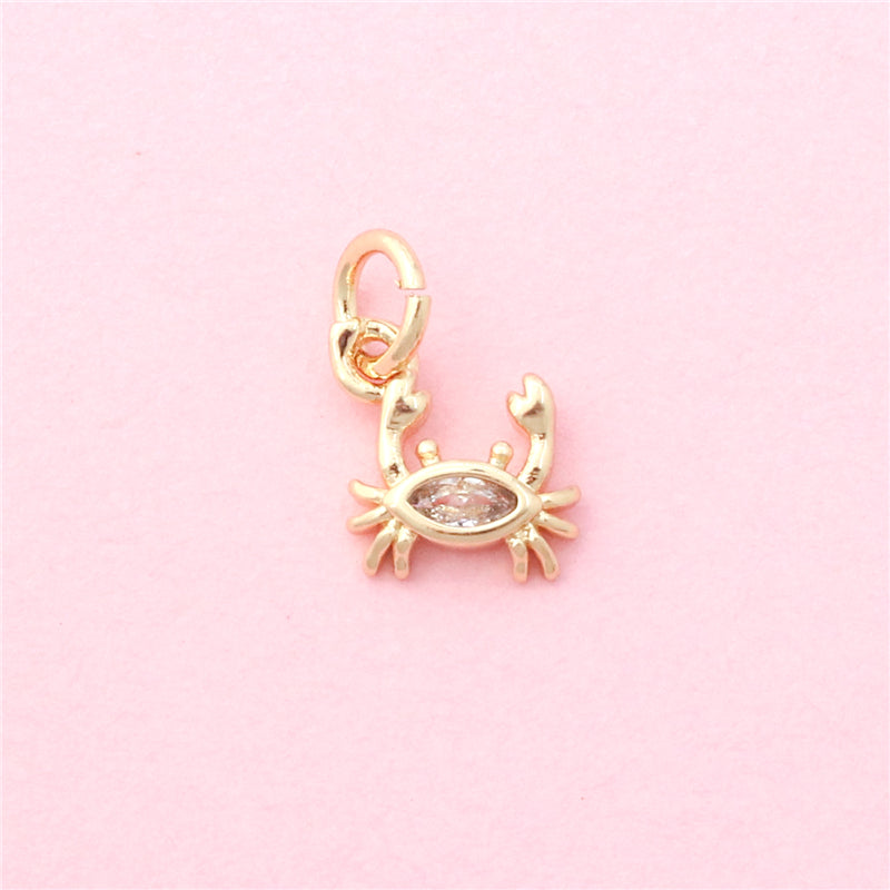 Brass Charms Pendants Accessories Crab Shape 8x8mm 10pcs