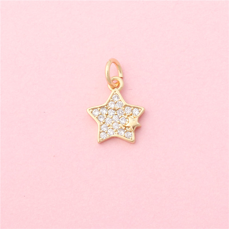 Brass Charms Pendants Accessories Five Pointed Star Shape 9x12mm 10pcs