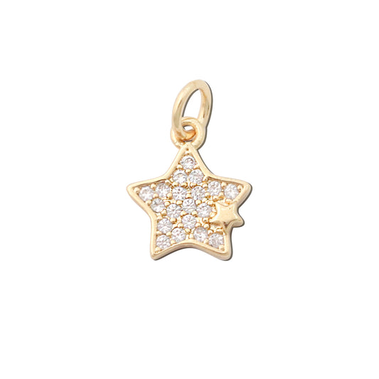 Acessórios de pingentes de amuletos de latão formato de estrela de cinco pontas 9x12mm 10pcs