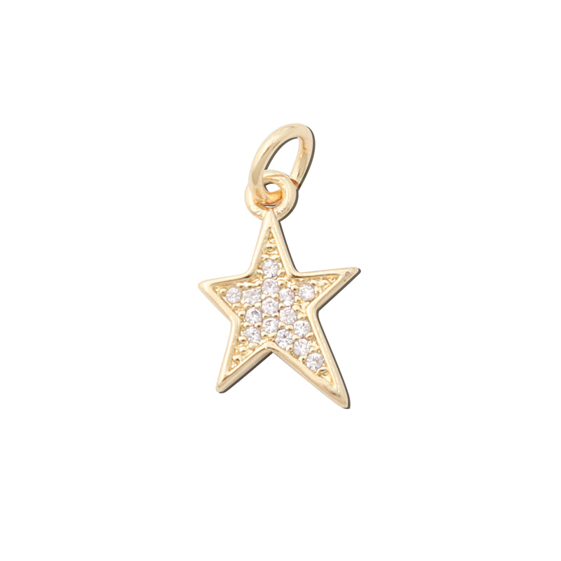 Acessórios de pingentes de amuletos de latão formato de estrela de cinco pontas 9x14mm 10pcs