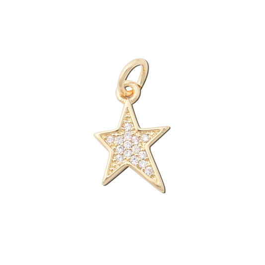 Brass Charms Pendants Accessories Five Pointed Star Shape 9x14mm 10pcs