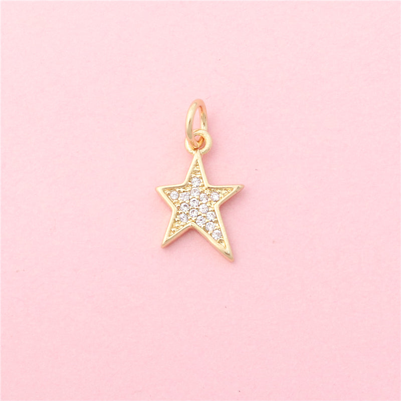 Brass Charms Pendants Accessories Five Pointed Star Shape 9x14mm 10pcs