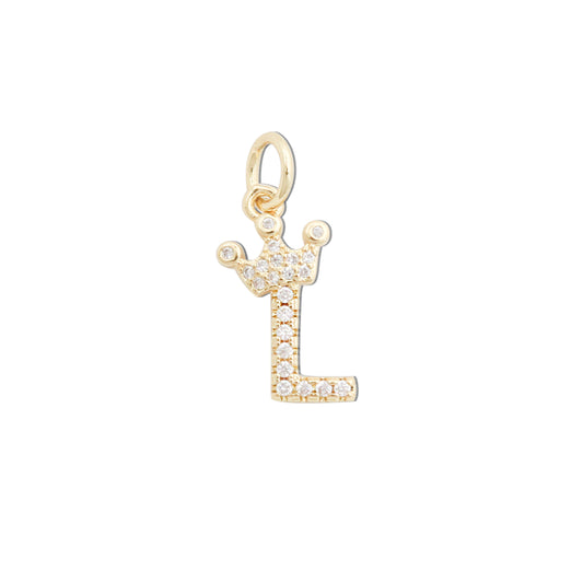 Pendentifs en laiton avec lettre L et zircons incrustés, accessoires 9 x 17 mm, 10 pièces