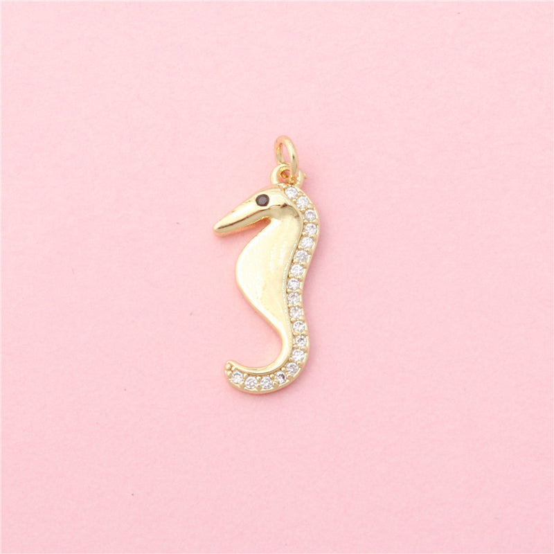 Brass Charms Pendants Accessories Seahorse Shape 9x20mm 10pcs