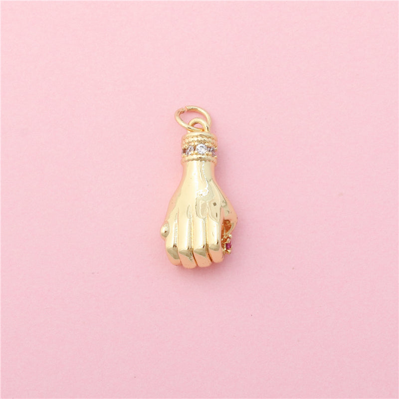 Brass Charms Pendants Accessories Hand Shape 9x20mm 10pcs