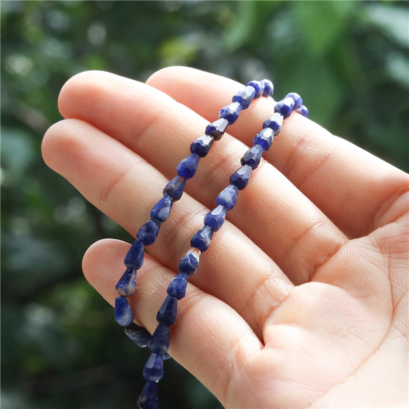 Natural Sodalite Beads Briolette Faceted 4x6mm Hole 1mm about 63pcs 39cm strand