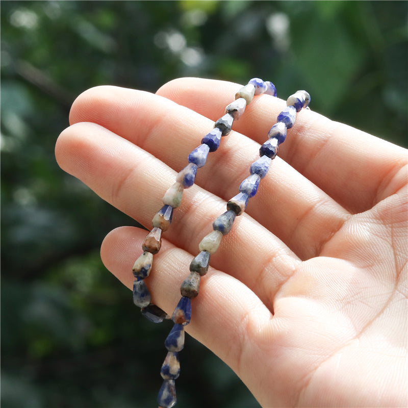 Natural Blue Spotted Jaspe Beads Briolette Faceted 4x6mm Hole 1mm about 63pcs 39cm strand