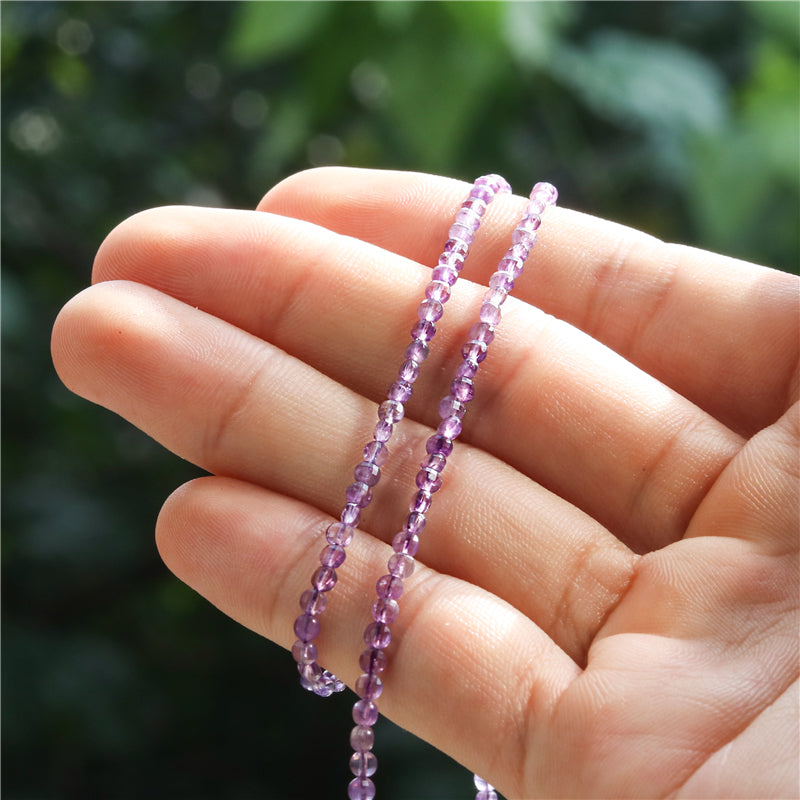 Natural Amethyst Beads Flat Round Faceted 2.5mm Hole 0.6mm about 148pcs 39cm strand