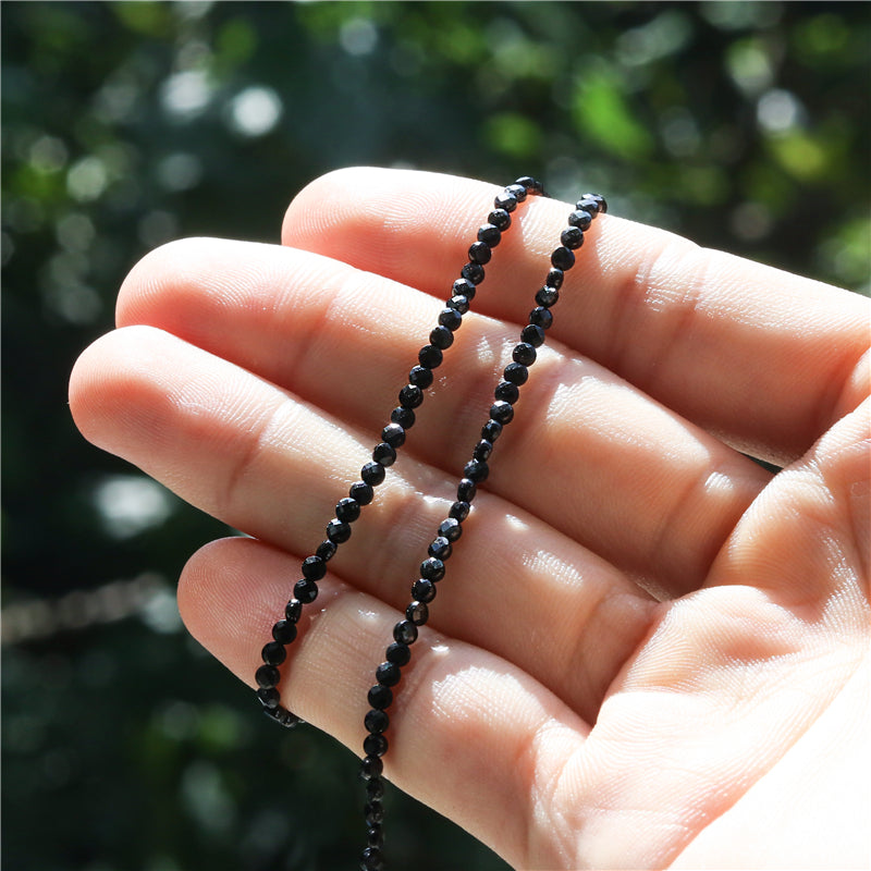 Natural Black Agate Beads Flat Round Faceted 2.5mm Hole 0.6mm about 148pcs 39cm strand