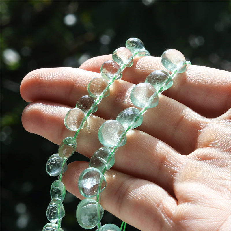 Natural 7A Green Fluorite Beads Flat Drop 8mm Hole 0.8mm about 25pcs 20cm strand