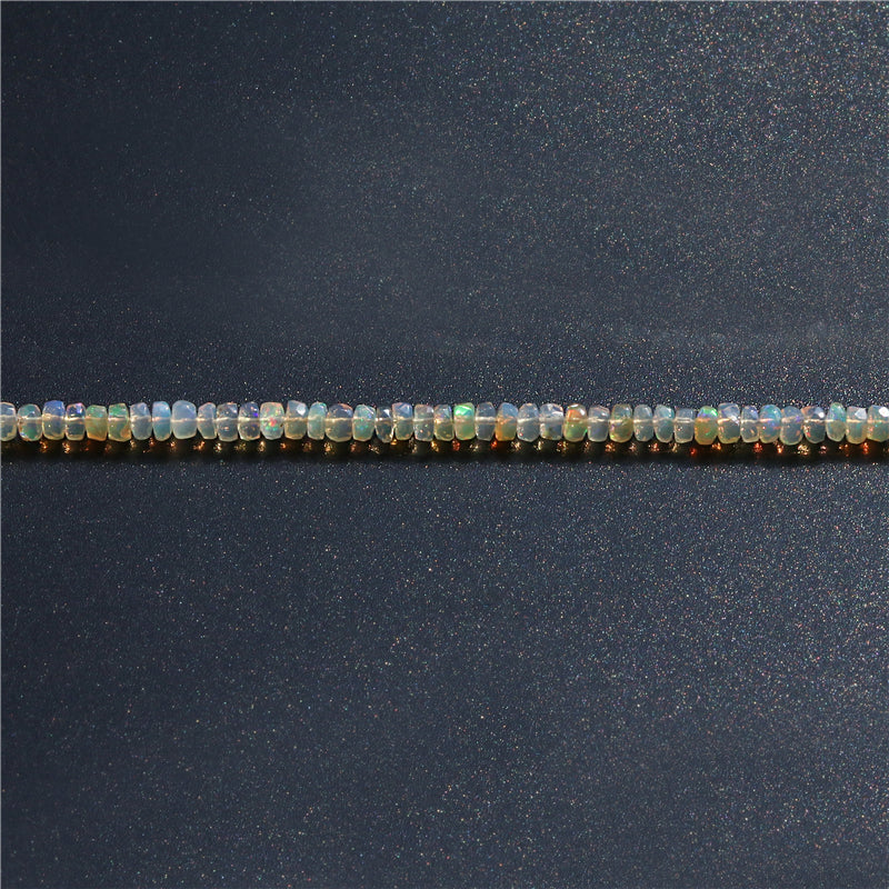 Natürliche 7A-Opalperlen, Abakus, facettiert, 2–3 x 4 mm, Loch 0,6 mm, ca. 198 Stück, 39 cm Strang