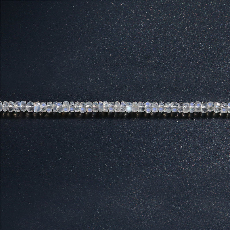 Perles Pierre de Lune Bleue Naturelle 7A Boulier Facettes 2-3x4-5mm Trou 0.6mm Environ 157pcs Fil de 39cm