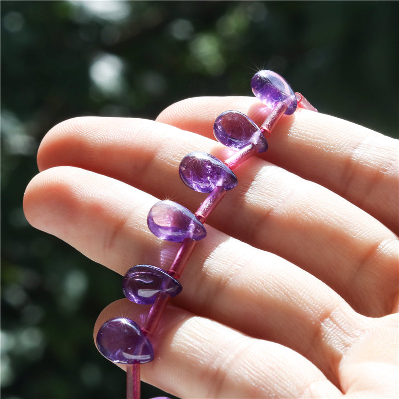 Natural 7A Amethyst Beads Flat Drop 7x10mm Hole 0.8mm about 35pcs 39cm strand