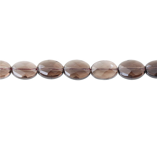 Natural Smoky Quartz Beads Oval Faceted 10x14mm Hole 1mm about 28pcs 39cm strand
