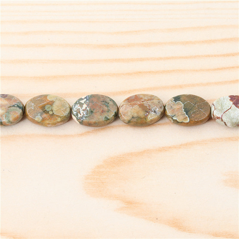 Natural Rhyolite Jasper Beads Oval Faceted 10x14mm Hole 1mm about 28pcs 39cm strand