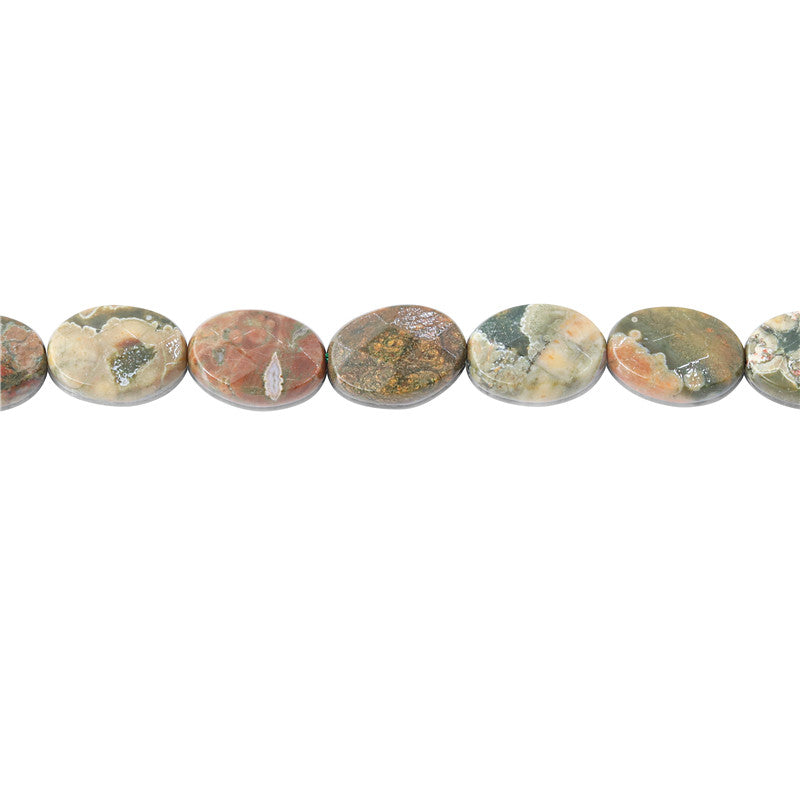 Natural Rhyolite Jasper Beads Oval Faceted 10x14mm Hole 1mm about 28pcs 39cm strand