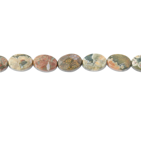 Perles de jaspe rhyolite naturelle ovale facette sur fil 10x14mm trou 1mm environ 28pcs 39cm