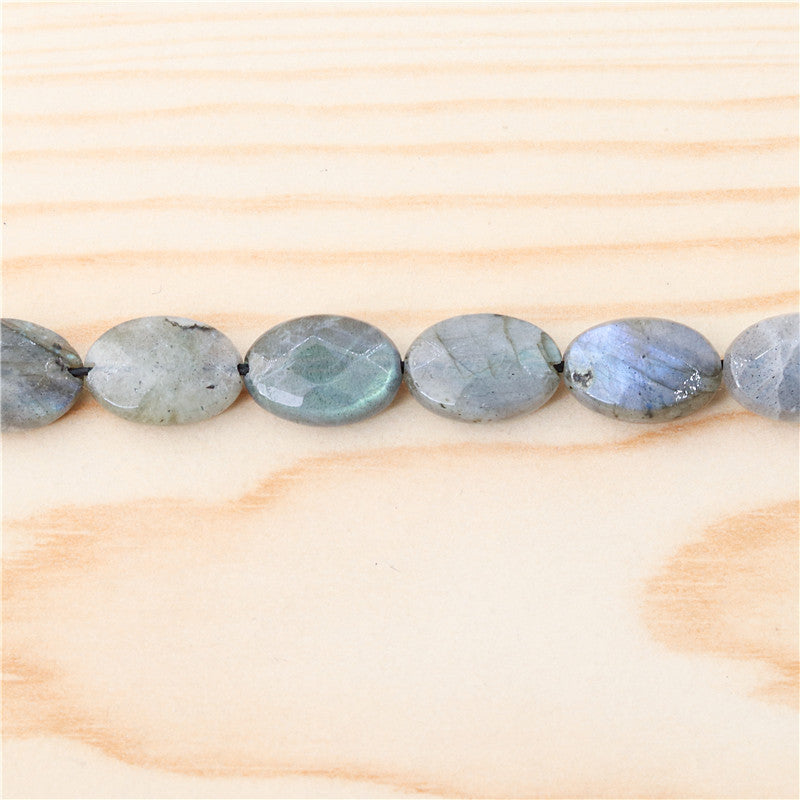 Perles Labradorite naturelle ovale facette sur fil 10x14mm trou 1mm environ 28pcs 39cm