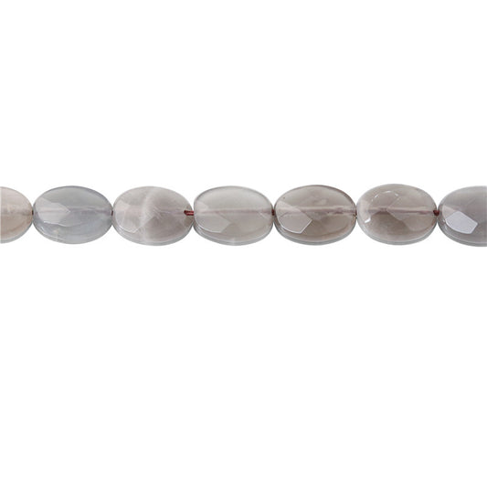 Natural Grey Moonstone Beads Oval Faceted 10x14mm Hole 1mm about 28pcs 39cm strand