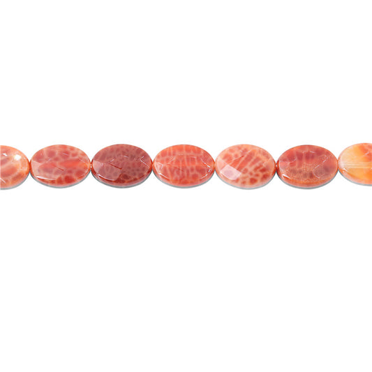 Natural Fire Agate Beads Oval Faceted 10x14mm Hole 1mm about 28pcs 39cm strand