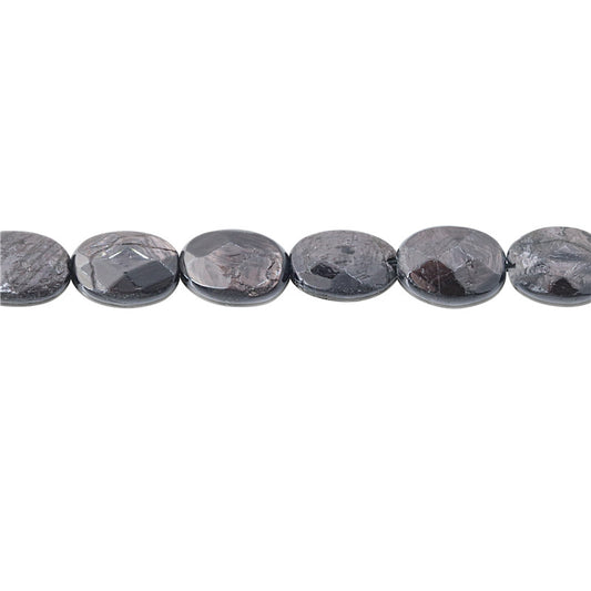 Perles Hypersthène naturelles ovales facette sur fil 10x14mm trou 1mm environ 28pcs 39cm