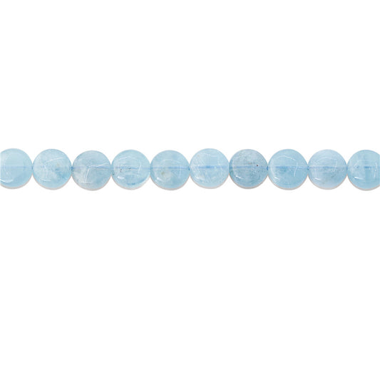 Natural Aquamarine Beads Flat Round 10mm Hole 1mm about 40pcs 39cm strand