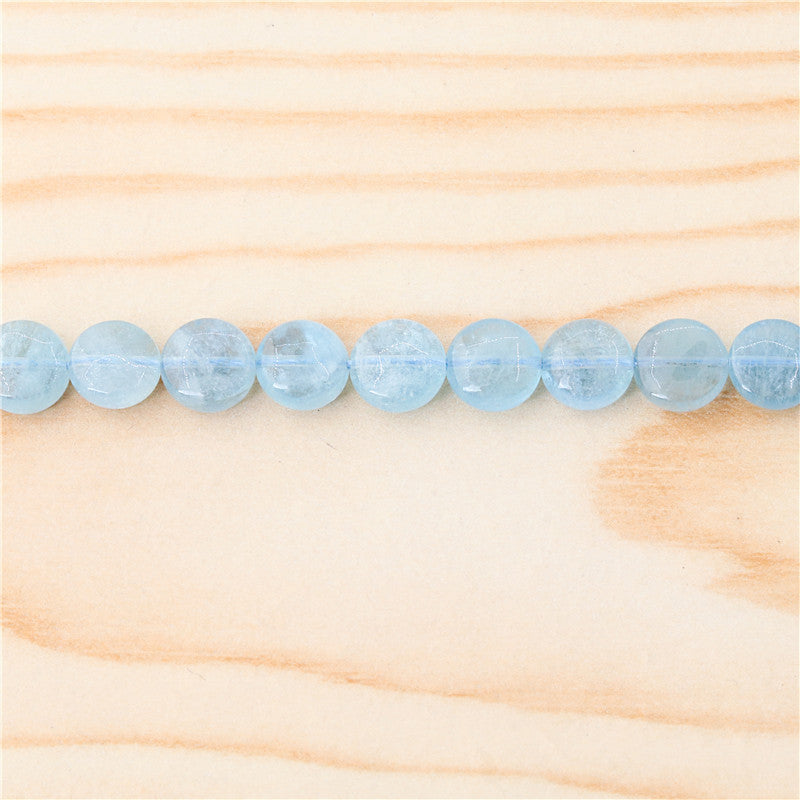 Natural Aquamarine Beads Flat Round 10mm Hole 1mm about 40pcs 39cm strand