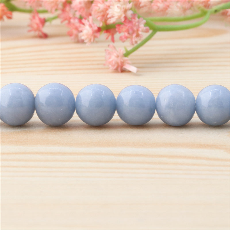 Perles d'angélite bleue naturelle ronde sur fil 10mm trou 1.2mm environ 40pcs 39cm